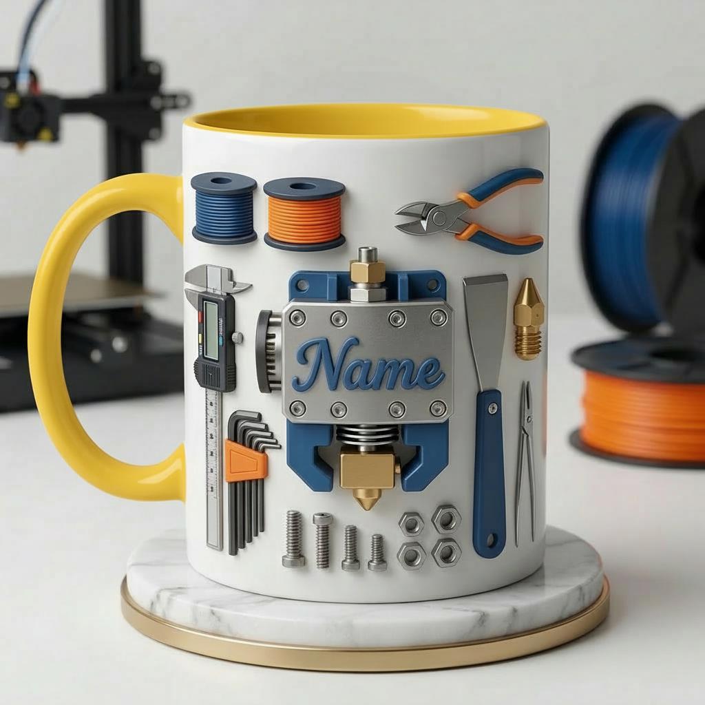 Personalized 3D Printing Tools Mug, Maker Gift, Ceramic Coffee Cup