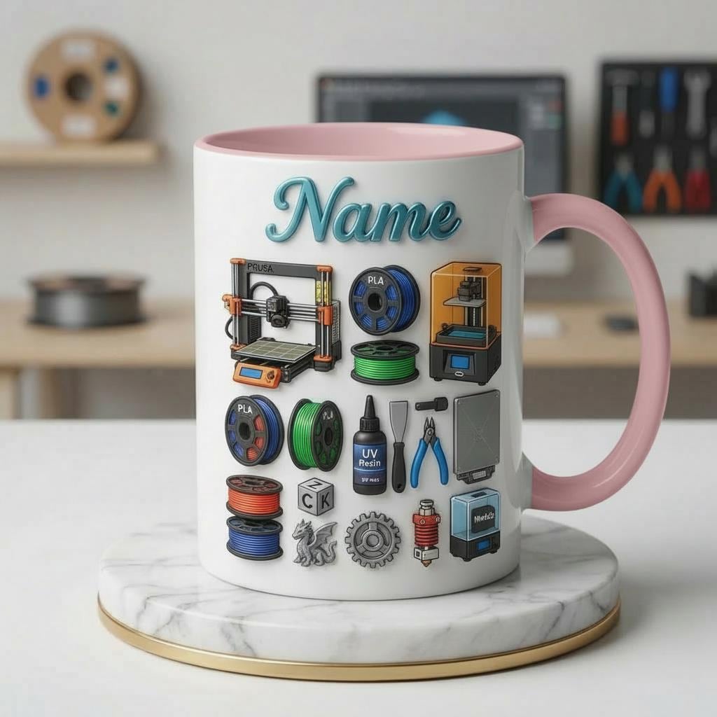 3D Printing Hobbyist Ceramic Mug, 3D Printer Coffee Cup, Personalized Gift