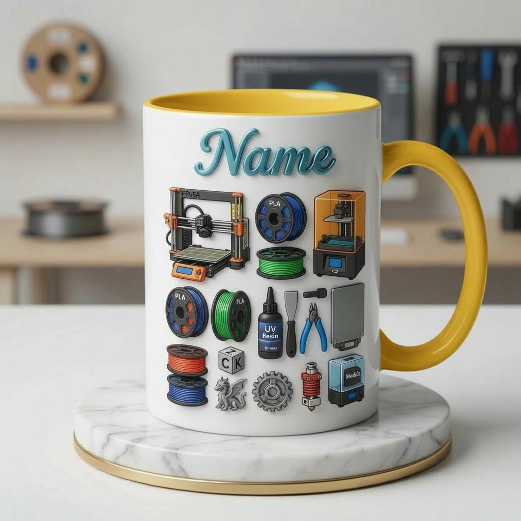 3D Printing Hobbyist Ceramic Mug, 3D Printer Coffee Cup, Personalized Gift
