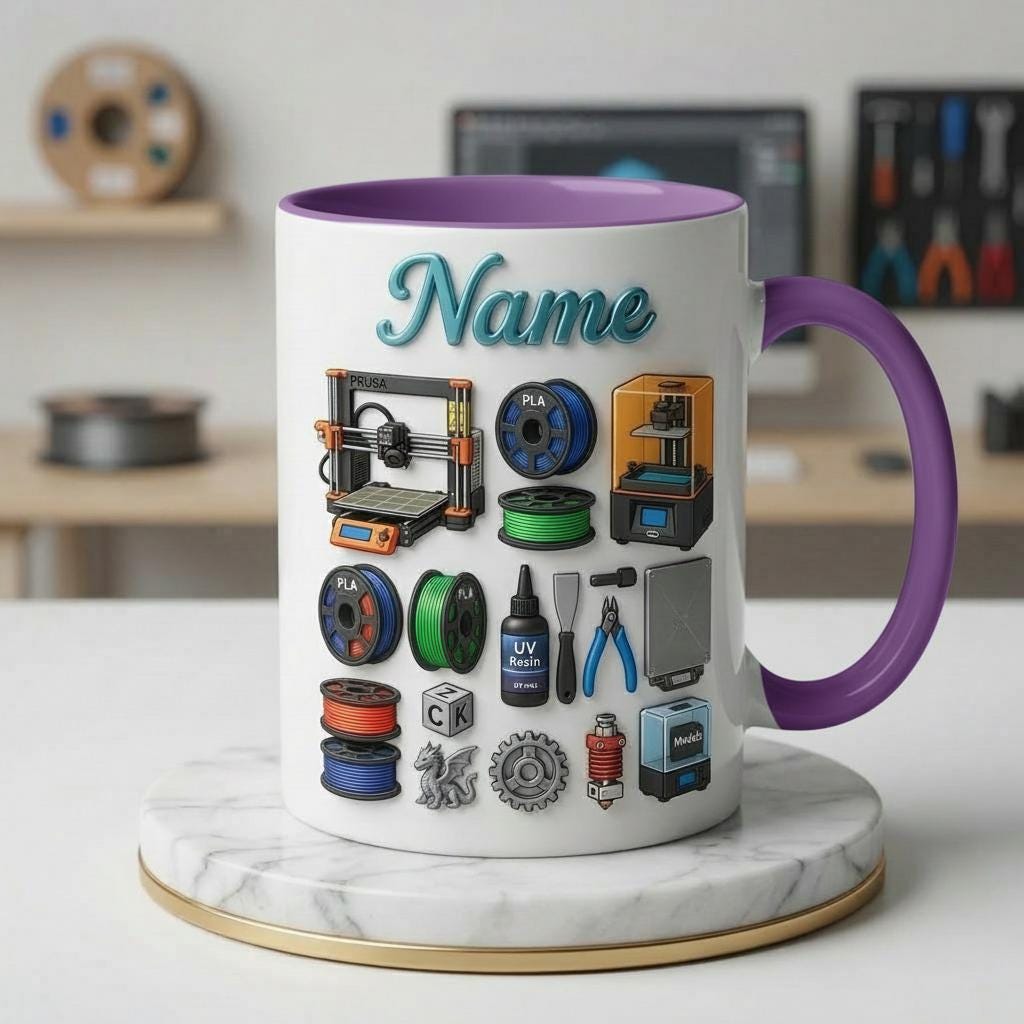 3D Printing Hobbyist Ceramic Mug, 3D Printer Coffee Cup, Personalized Gift