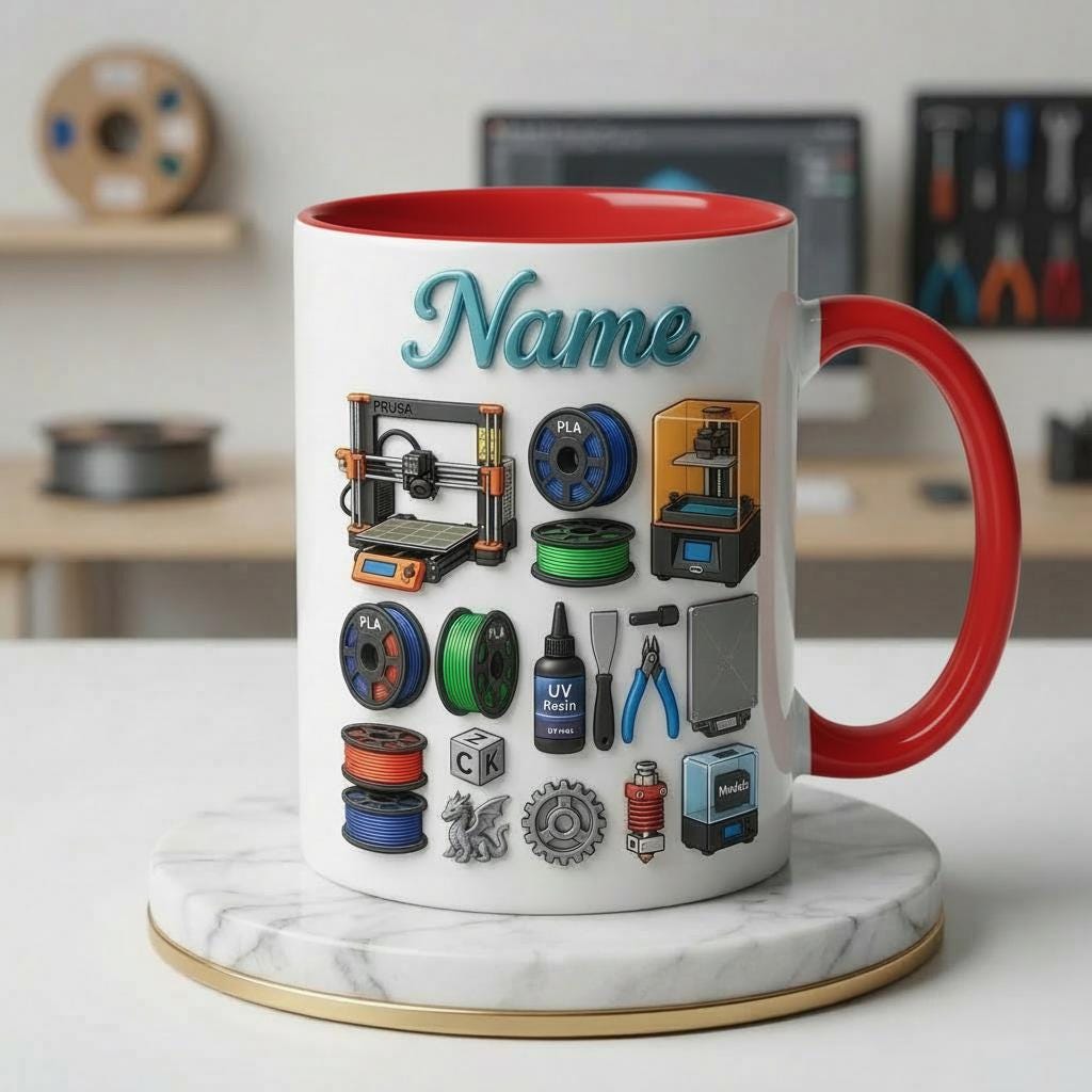 3D Printing Hobbyist Ceramic Mug, 3D Printer Coffee Cup, Personalized Gift