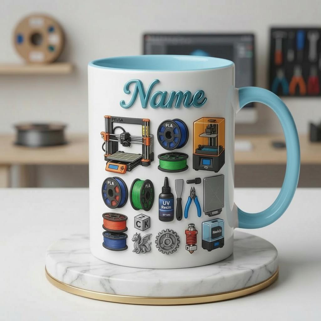 3D Printing Hobbyist Ceramic Mug, 3D Printer Coffee Cup, Personalized Gift