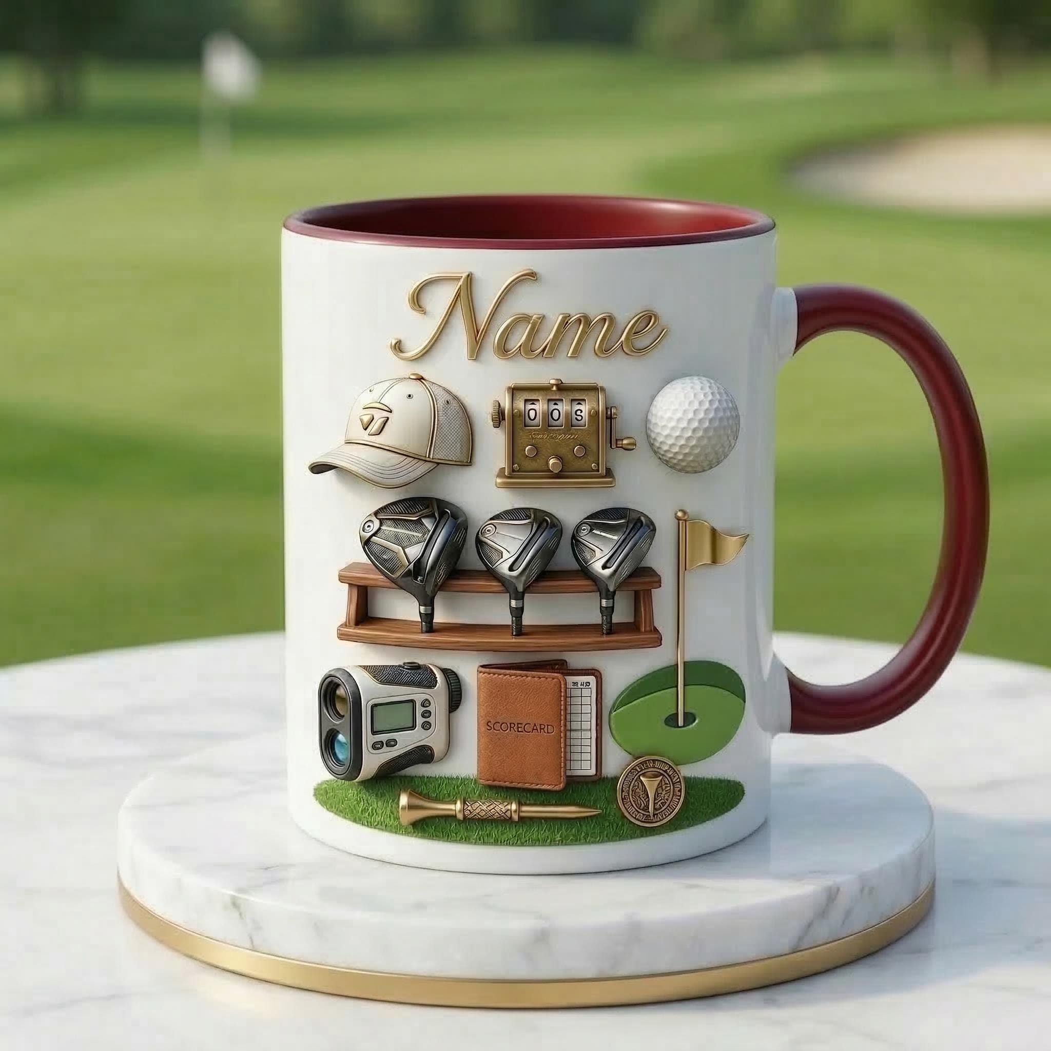 Personalized Golf Mug 3D, Ceramic Coffee Cup, Golfer Gift, 11oz or 15oz