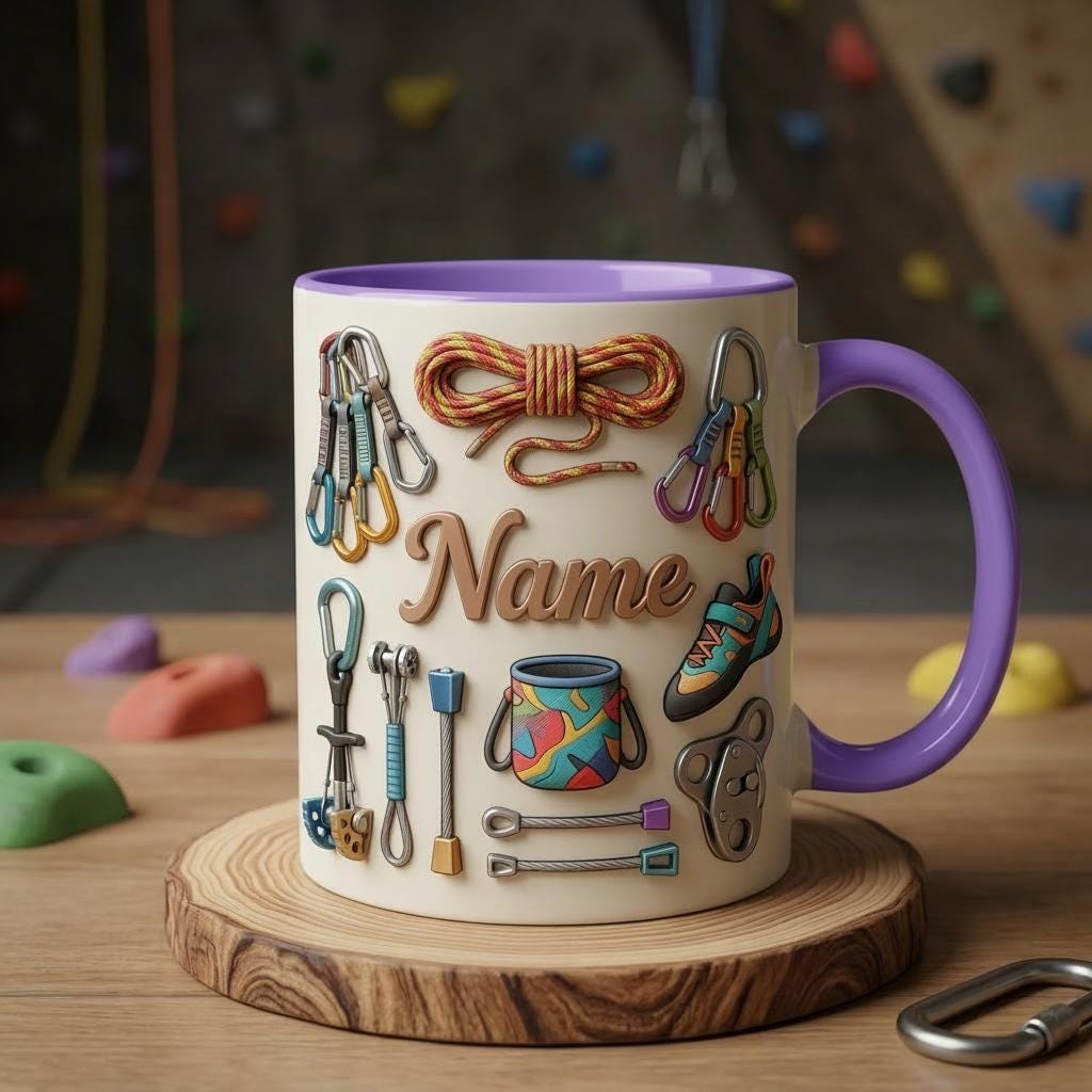 Rock Climbing Mug 3D, 3D Climber Coffee Cup, Personalized Name Ceramic Mug