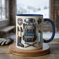 Custom Name Ski Mug 3D, Faux 3D Coffee Cup, Ski Lover Gift