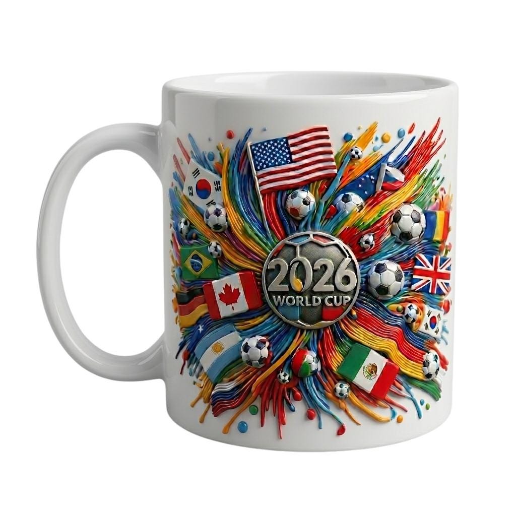 2026 World Cup Ceramic Mug, Soccer Fan Gift, Sports Coffee Cup