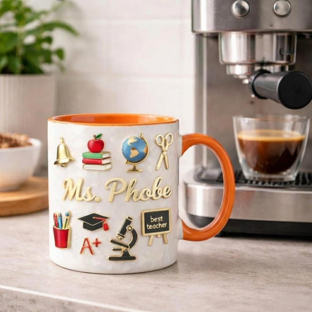 Personalized Teacher 3D Name Mug, School Appreciation Gift