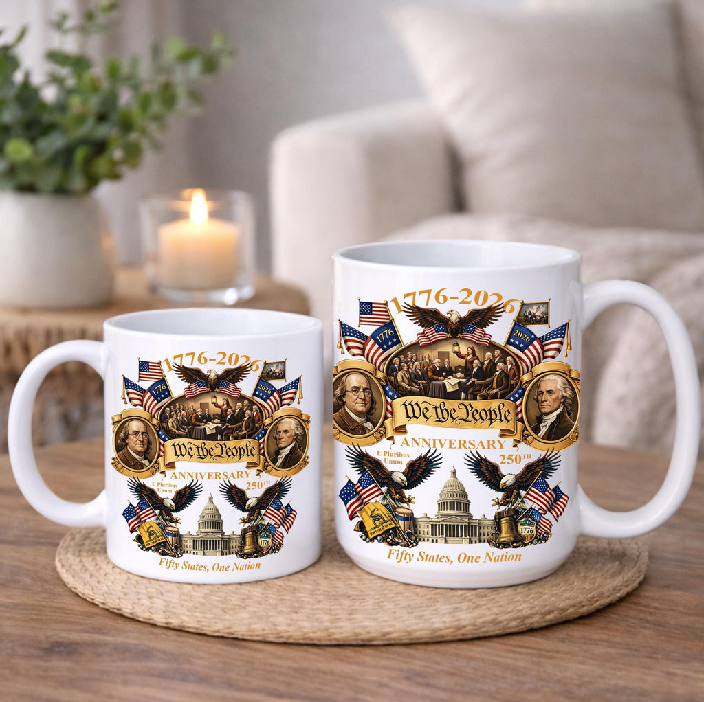 1776-2026 America 250th Anniversary Mug, We The People Patriotic Coffee Mug, 3D Print Effect Mug