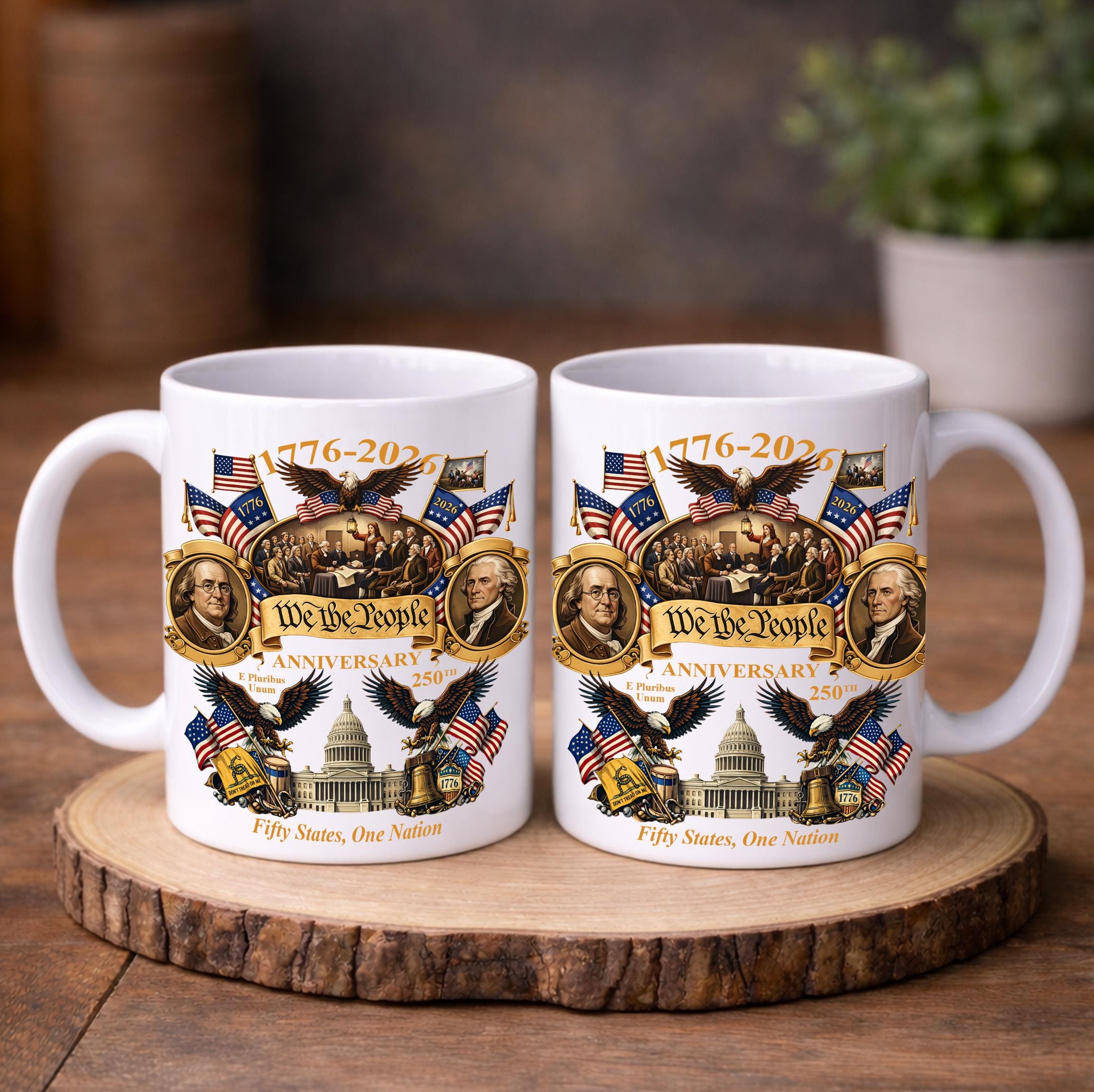 1776-2026 America 250th Anniversary Mug, We The People Patriotic Coffee Mug, 3D Print Effect Mug