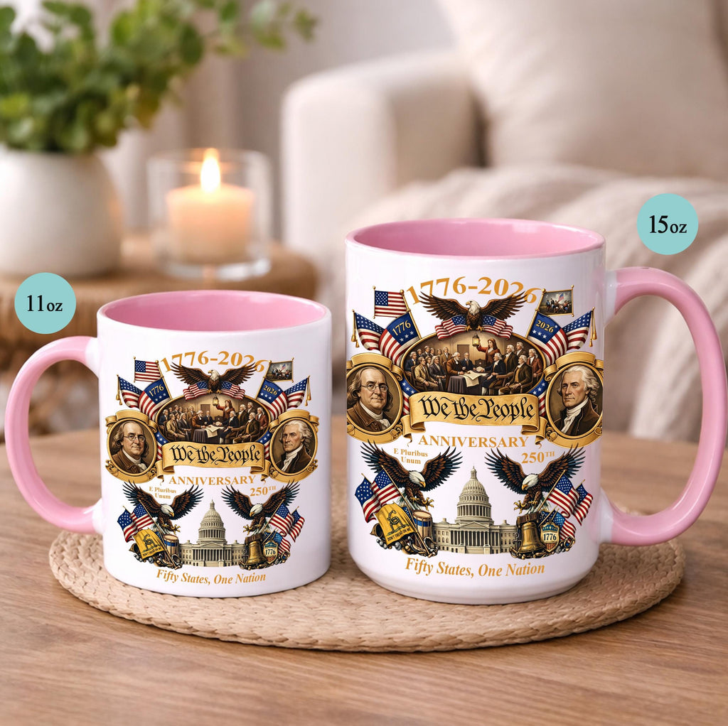 1776-2026 America 250th Anniversary Mug, We The People Patriotic Coffee Mug, 3D Print Effect Mug