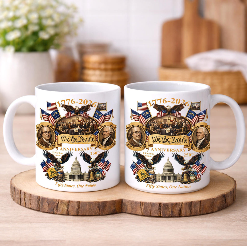 1776-2026 America 250th Anniversary Mug, We The People Patriotic Coffee Mug, 3D Print Effect Mug