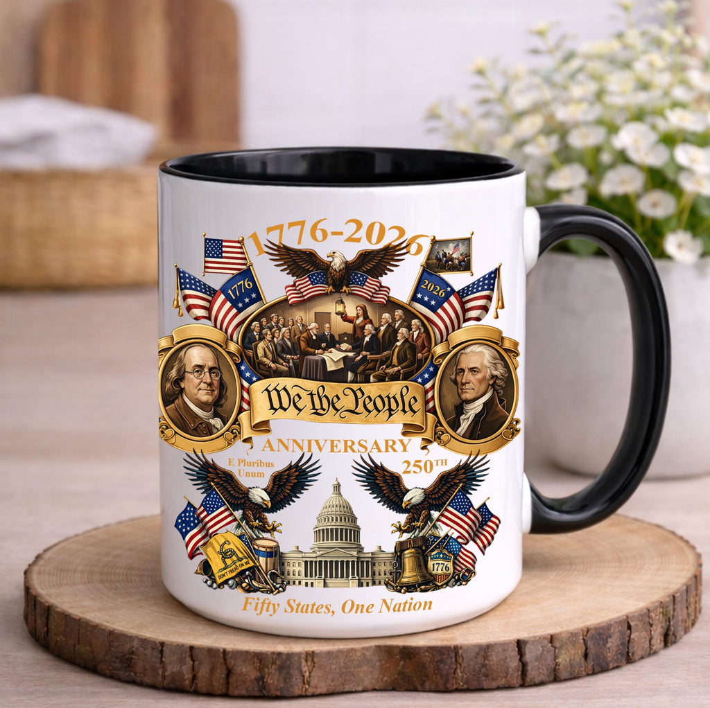 1776-2026 America 250th Anniversary Mug, We The People Patriotic Coffee Mug, 3D Print Effect Mug