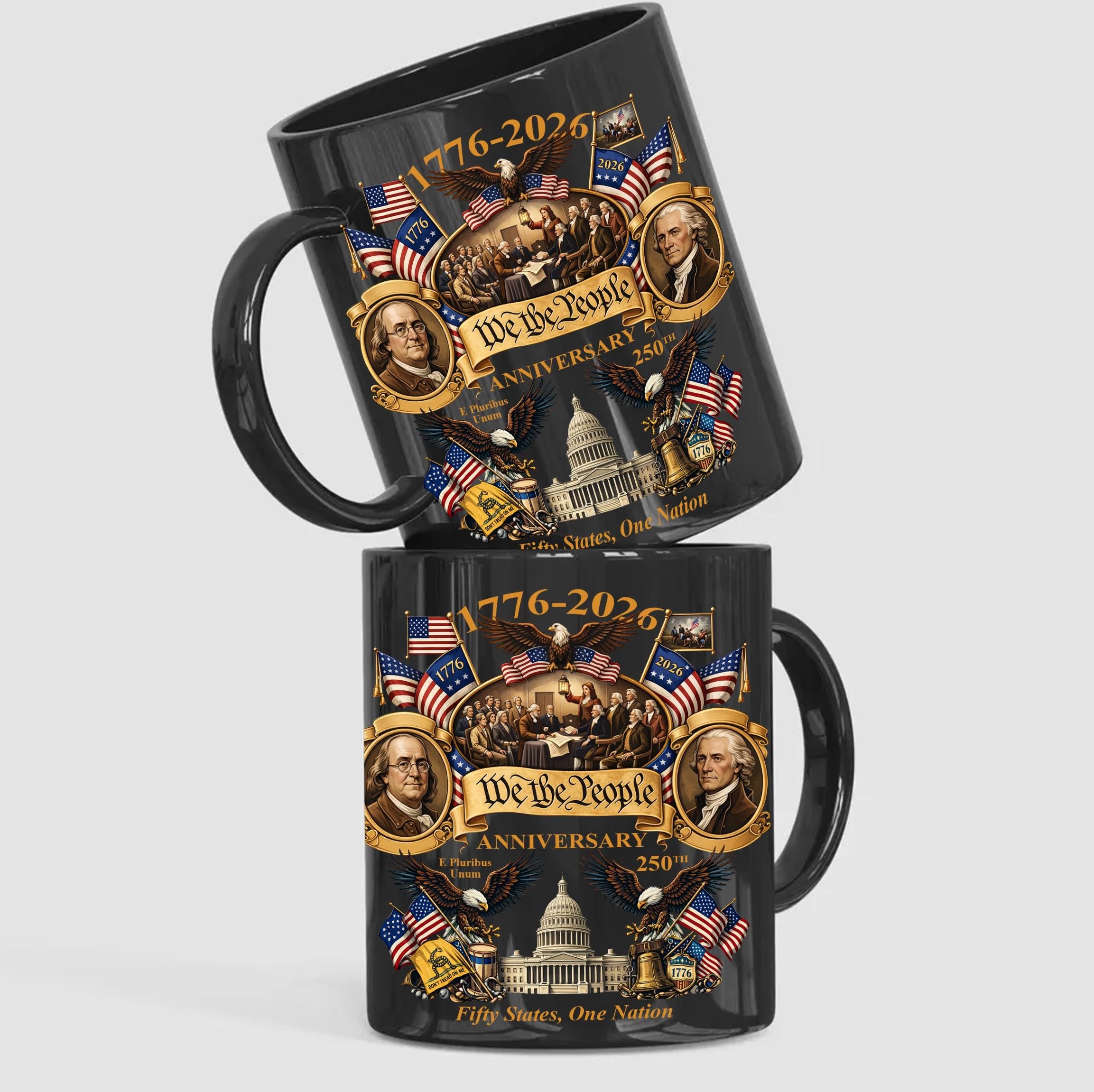 1776-2026 America 250th Anniversary Mug, We The People Patriotic Coffee Mug, 3D Print Effect Mug