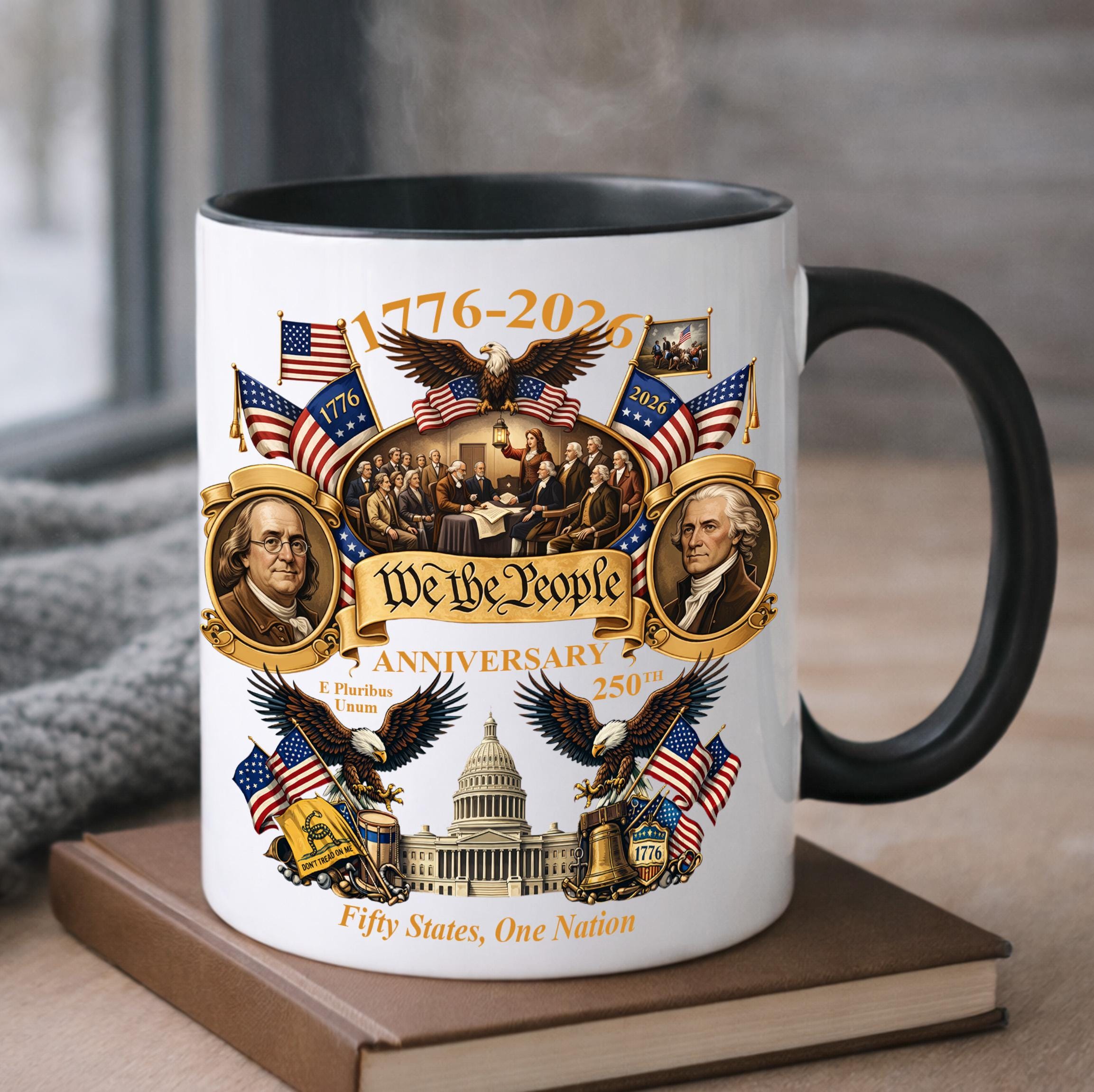 1776-2026 America 250th Anniversary Mug, We The People Patriotic Coffee Mug, 3D Print Effect Mug