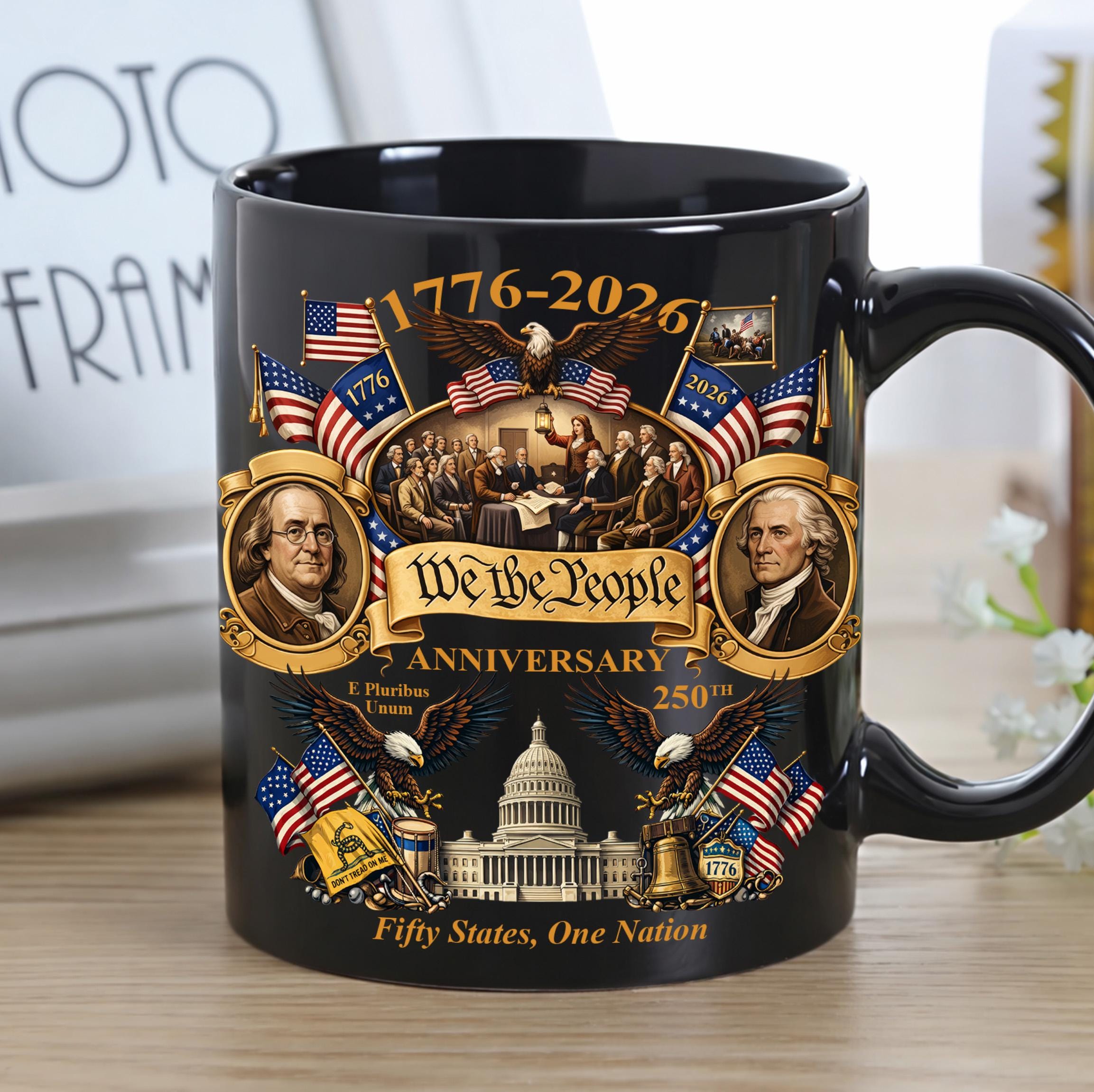 1776-2026 America 250th Anniversary Mug, We The People Patriotic Coffee Mug, 3D Print Effect Mug