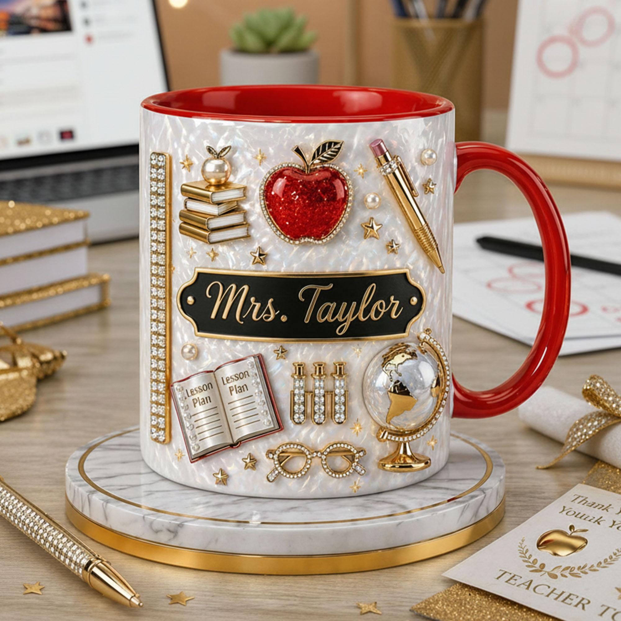 Personalized Teacher Appreciation 3D Coffee Mug, Thank You Teacher Gift, Graduation Mug,  Teacher Life Mug, Gift For Teacher From Student