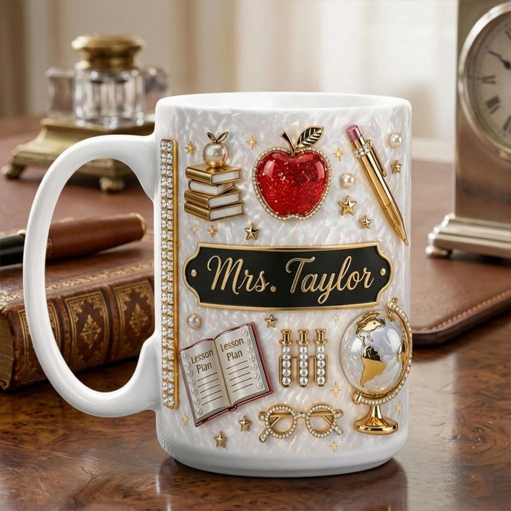 Personalized Teacher Appreciation 3D Coffee Mug, Thank You Teacher Gift, Graduation Mug,  Teacher Life Mug, Gift For Teacher From Student