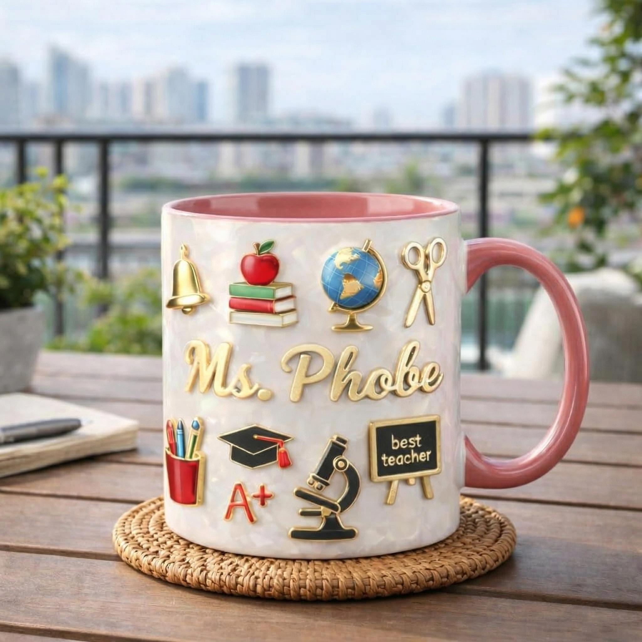 Personalized Teacher 3D Name Mug, School Appreciation Gift