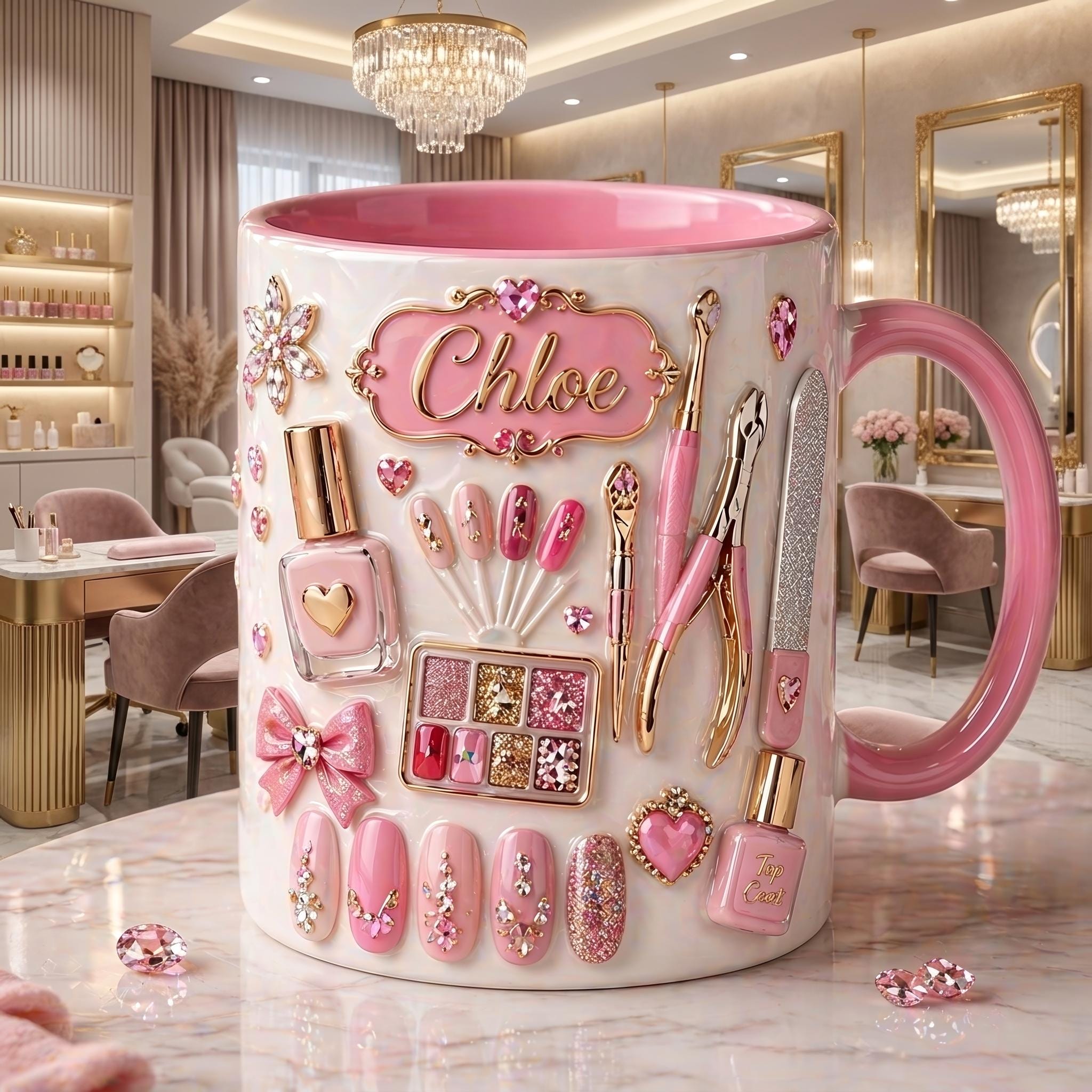 Nail Tech Mug, Personalized Name Nail Artist Coffee Cup, Beauty Salon Gift