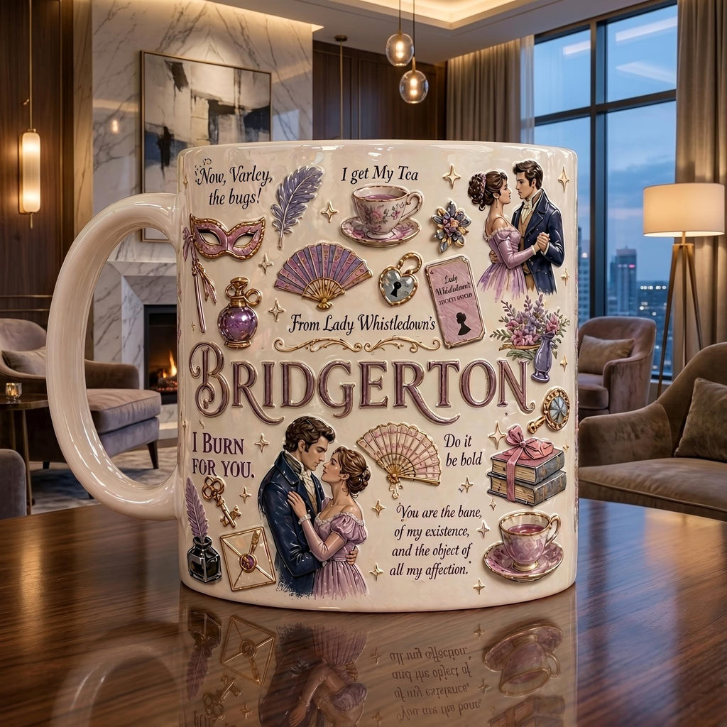Romance Embossed Mug, Regency Inspired Coffee Cup, Vintage Book Lover Gift