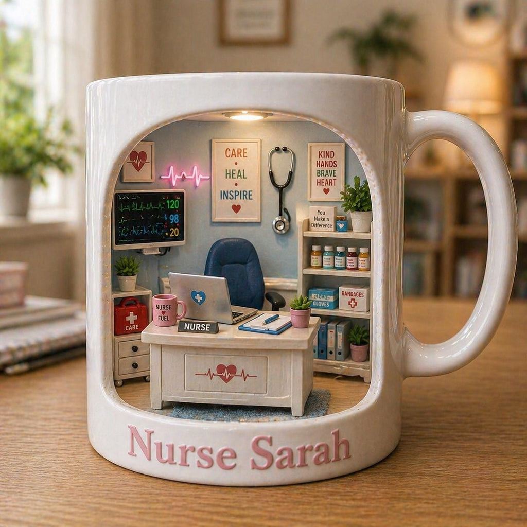 Personalized Nurse Mug, Custom Name Nursing Coffee Cup, Nurse Appreciation Gift, Medical Office Mug