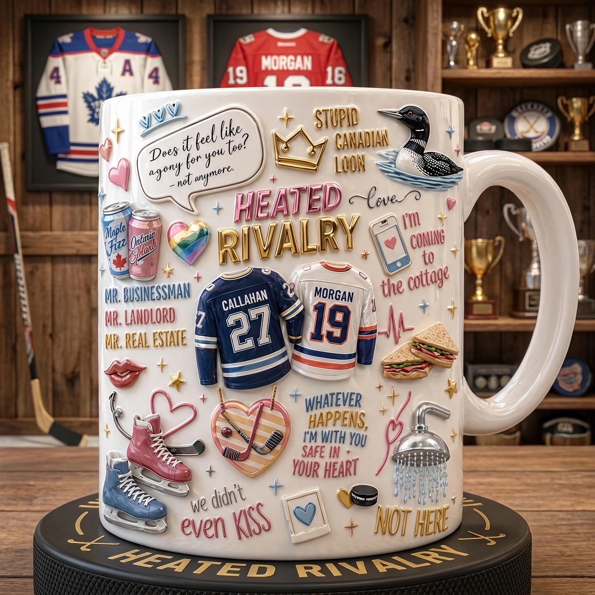 Couple Gift Mug, Heated Rivalry Mug, Romance Quote Coffee Cup, Hockey Couple Gift