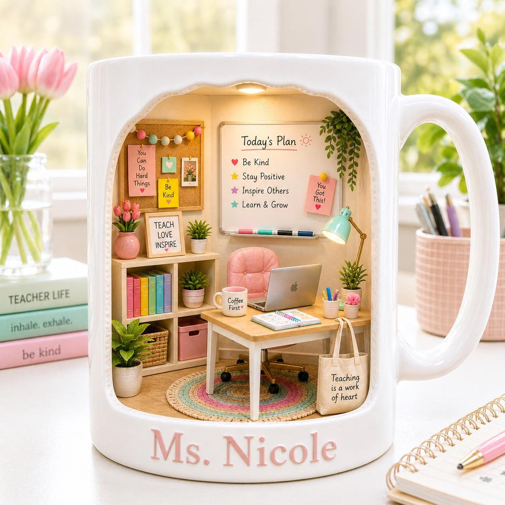 Personalized Teacher Mug, Custom Name Teacher Gift, Classroom Coffee Cup, Teacher Appreciation Gift