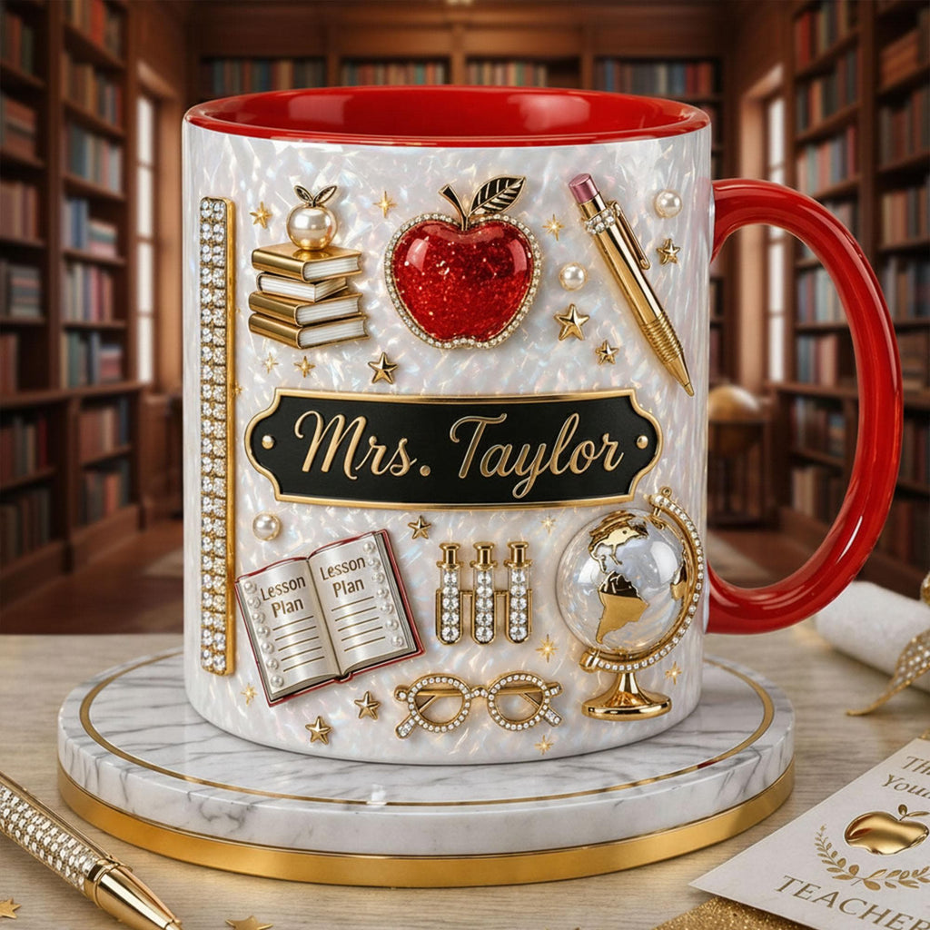 Personalized Teacher Appreciation 3D Coffee Mug, Thank You Teacher Gift, Graduation Mug,  Teacher Life Mug, Gift For Teacher From Student