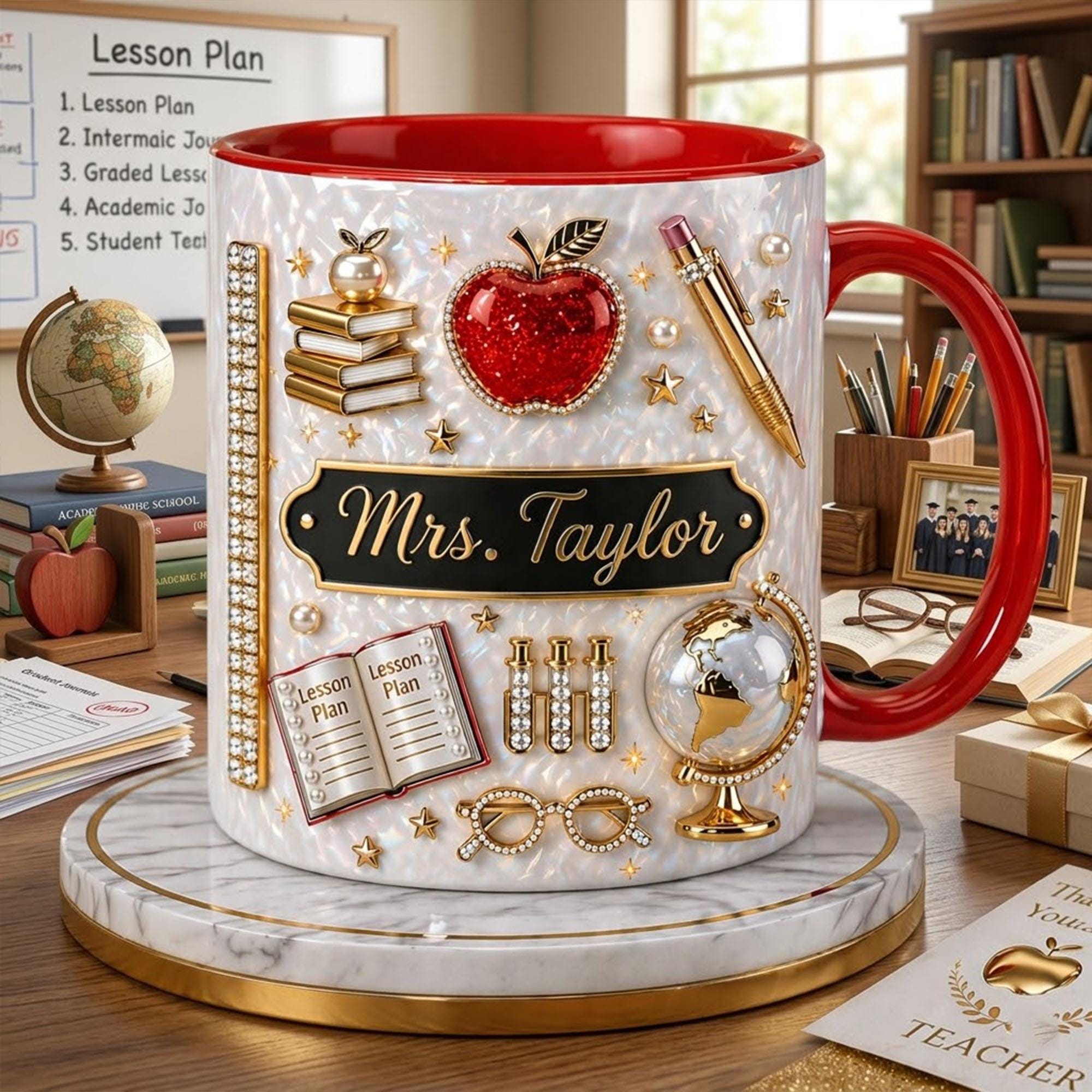 Personalized Teacher Appreciation 3D Coffee Mug, Thank You Teacher Gift, Graduation Mug,  Teacher Life Mug, Gift For Teacher From Student