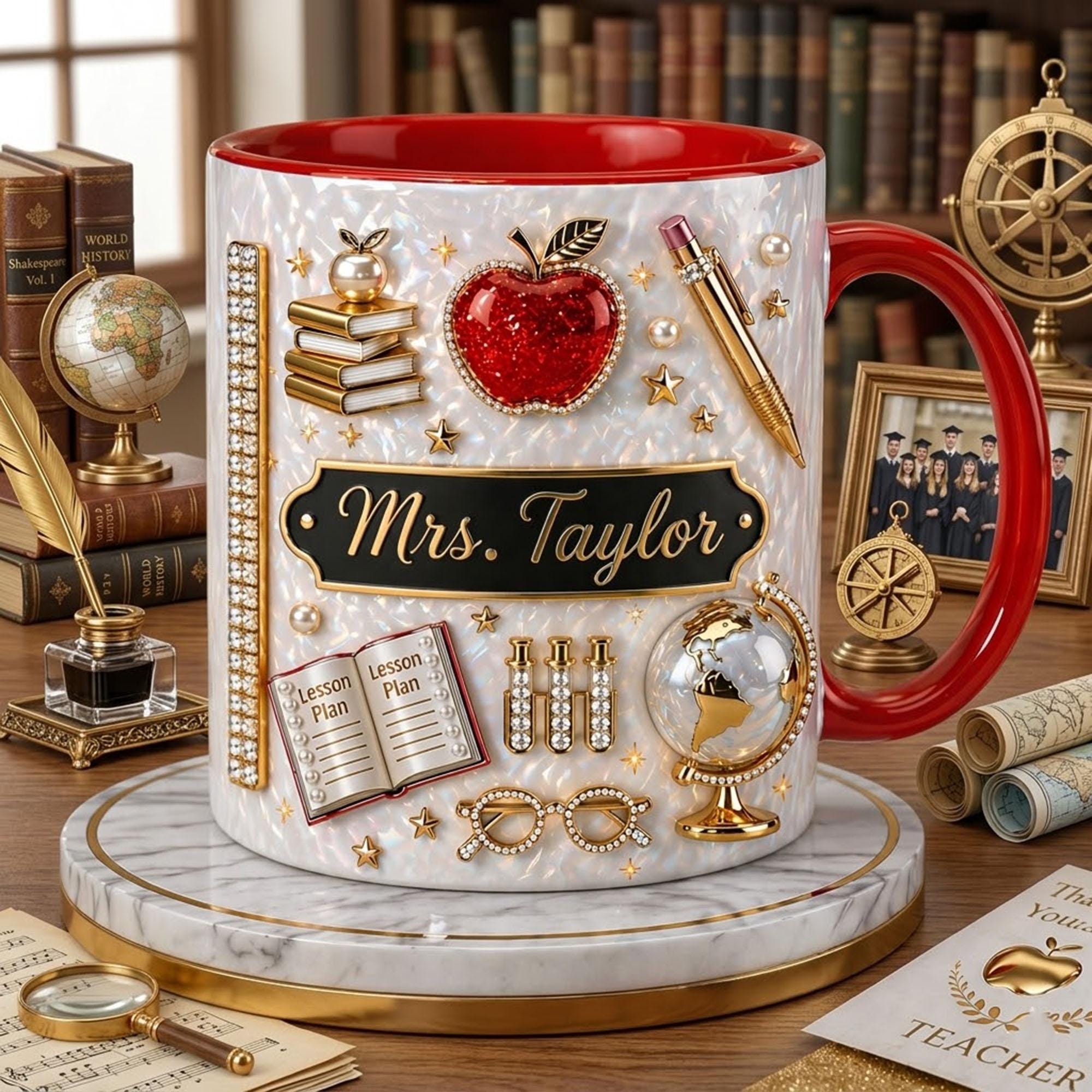 Personalized Teacher Appreciation 3D Coffee Mug, Thank You Teacher Gift, Graduation Mug,  Teacher Life Mug, Gift For Teacher From Student