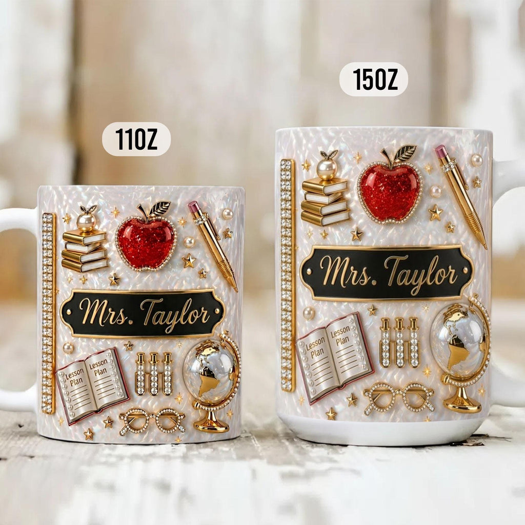 Personalized Teacher Appreciation 3D Coffee Mug, Thank You Teacher Gift, Graduation Mug,  Teacher Life Mug, Gift For Teacher From Student