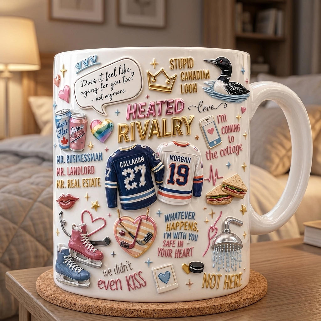 Couple Gift Mug, Heated Rivalry Mug, Romance Quote Coffee Cup, Hockey Couple Gift