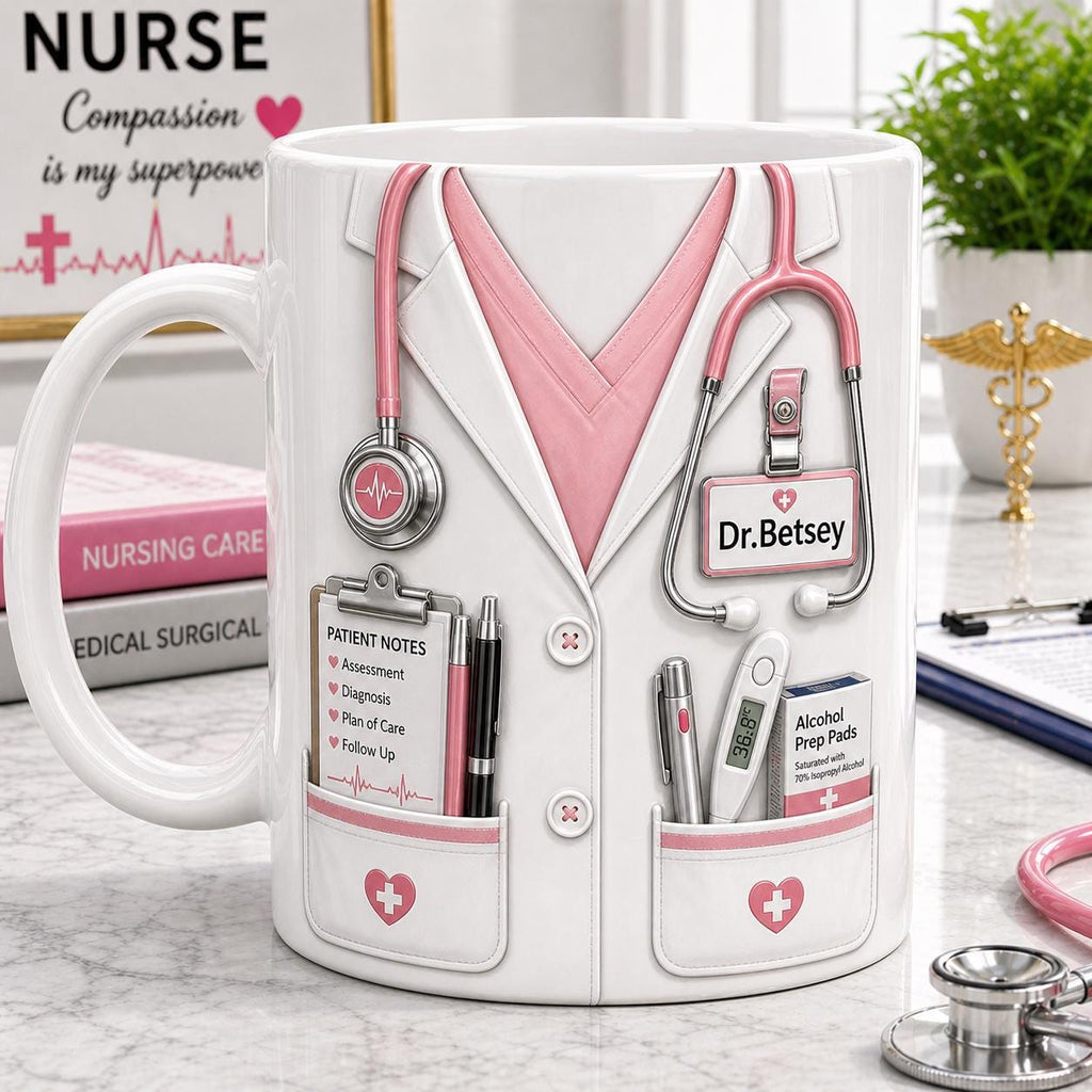 Personalized Nurse Mug, RN Coffee Cup, Medical Staff Gift, Custom Name Nurse Gift